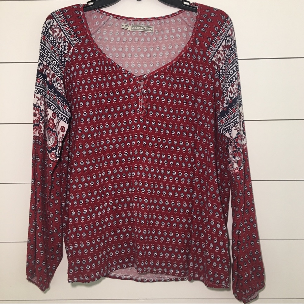 Behind the seams burgundy floral fringe indie